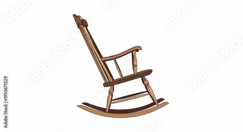 Vintage Wooden Rocking Chair Isolated White.