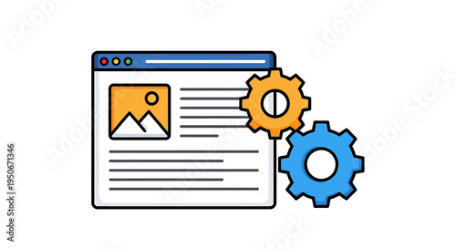 Webpage Development Graphic with Gears.