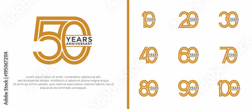 anniversary vector logo set, brown color can be use for celebration