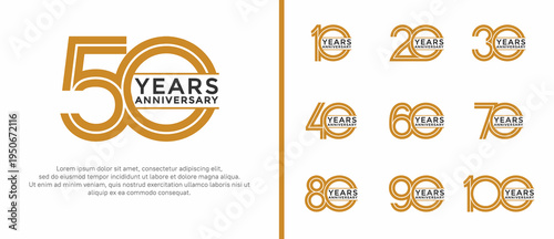 anniversary vector logo set, brown color can be use for celebration