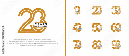 anniversary vector logo set, brown color can be use for celebration