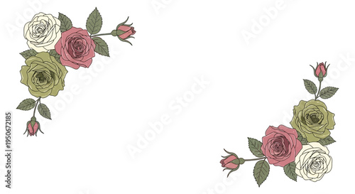 Vintage Rose Floral Corner Decorations.