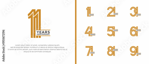 anniversary vector logo set, brown color can be use for celebration