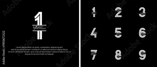 anniversary vector logo set, white color with handwriting can be use for celebration