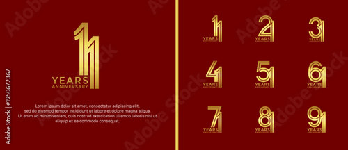 anniversary vector logo set, gold color can be use for celebration
