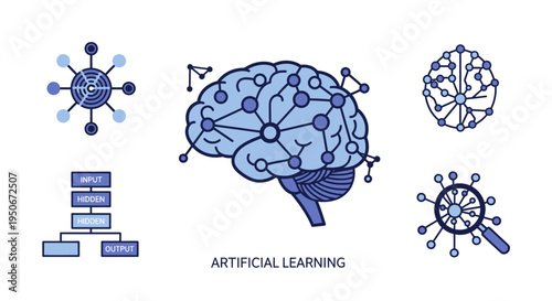 Artificial intelligence brain concept illustration.