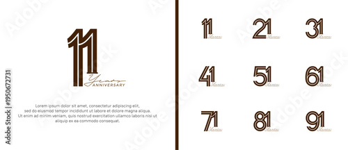 anniversary vector logo set, black color with handwriting can be use for celebration
