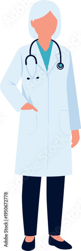 A female doctor standing confidently on transparent background
