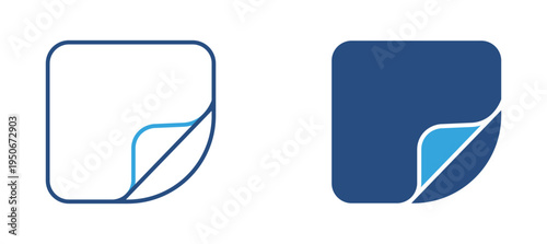 Page corner fold icon set. Document or page with folded corner, paper design element, web interface and document layout concept. Vector illustration.