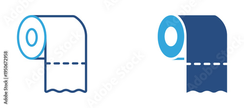 Toilet paper roll icon set. Bathroom tissue paper roll, hygiene product and restroom supply concept. Vector illustration.