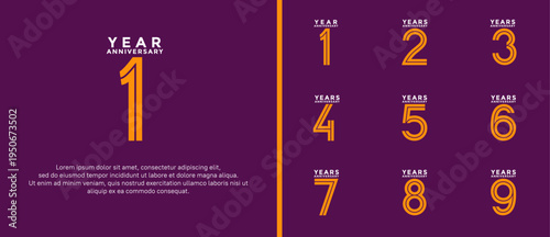 anniversary vector logo set, orange and white color can be use for celebration