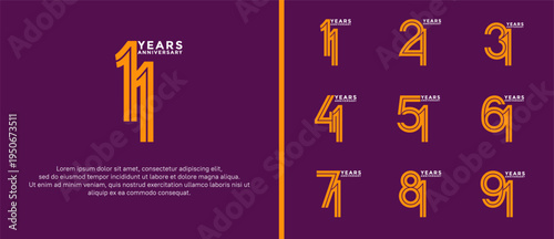 anniversary vector logo set, orange and white color can be use for celebration