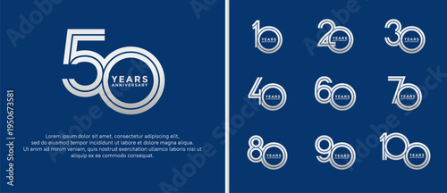 anniversary vector logo set, silver color can be use for celebration