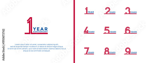 anniversary vector logo set, red and blue color can be use for celebration