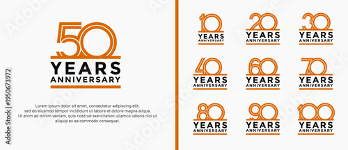 anniversary vector logo set, brown and black color can be use for celebration