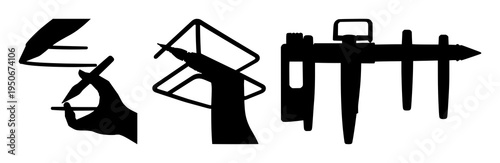 3D pen set with a solid black silhouette of an innovative tool creating a structure featuring creative, hobby, modern with technology and digital art