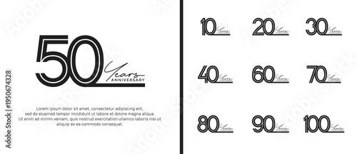 anniversary vector logo set, black color and handwriting can be use for celebration