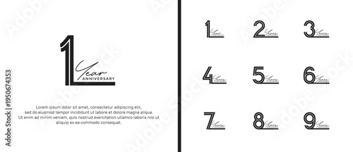 anniversary vector logo set, black color and handwriting can be use for celebration