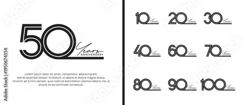 anniversary vector logo set, black color and handwriting can be use for celebration