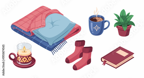 Cozy blankets and winter accessories collection.