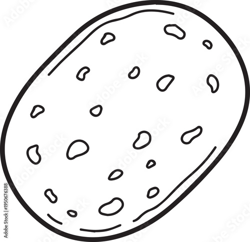 hand-drawn lavash bread flat icon isolated on white minimalist outline sketch