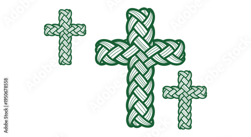 Woven palm crosses easter symbol vector single icon religious illustration Palm Sunday holy week lent christian faith church graphic design editable clipart commercial printable PNG