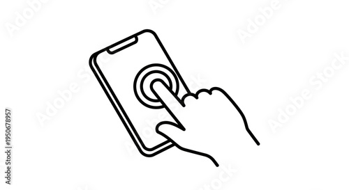 human hand tapping on a modern mobile phone touch screen illustrating digital technology and user interface interaction