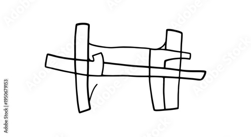 minimalist hand-drawn gate or fence outline illustration on white background perfect for rustic design projects or conceptual art.