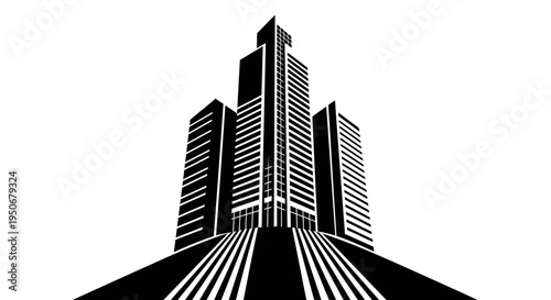 modern city buildings create an abstract architectural cityscape in a minimalist graphic design ideal for business and finance concepts.