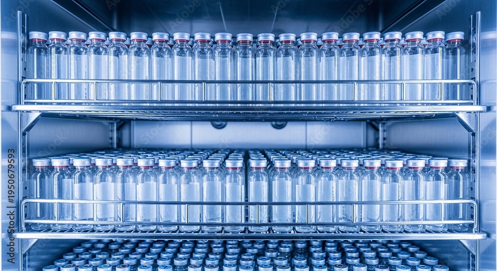 Fototapeta premium Rows of test tubes in laboratory storage.