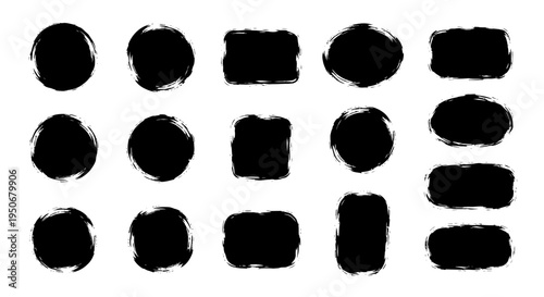versatile black ink brush strokes and grunge shapes perfect for graphic design elements and abstract backgrounds