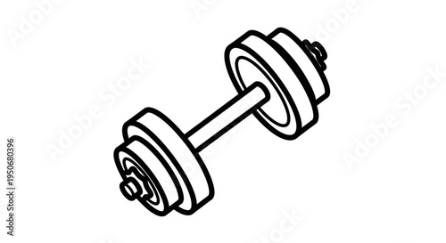 a black and white adjustable dumbbell illustration perfect for strength training fitness equipment and workout concepts.