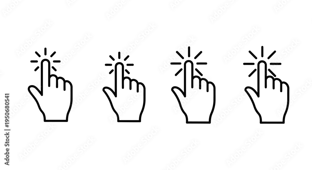 Fototapeta premium a collection of hand click icons for digital interaction symbolizing selection tap action and user interface design elements