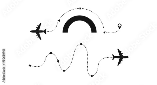 airplane navigating abstract dotted flight paths illustrating global logistics travel planning and journey solutions