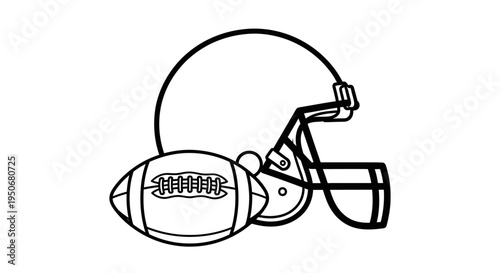 american football helmet and ball graphic illustration ideal for sports design game day and athletic branding.