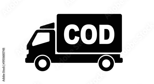 cash on delivery cod payment method represented by a delivery truck silhouette symbolizing e-commerce logistics and secure shipping