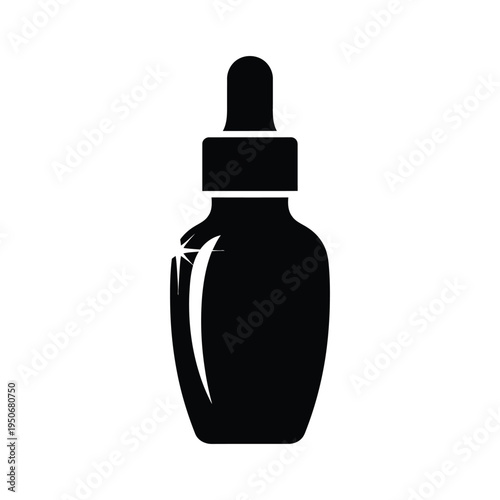 Dropper bottle silhouette icon for skincare serum or essential oil minimalist vector illustration