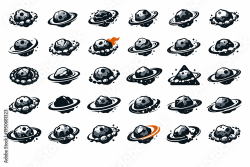 UFO Spaceships Icons Set with Flying Saucers and Futuristic Alien Craft Collection