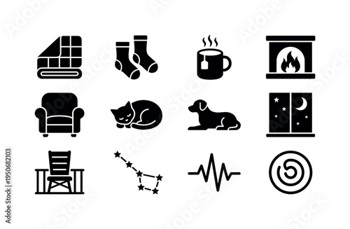 Video conference screen, chat message bubble, email message envelope, social media feed icon, video play button icon, music