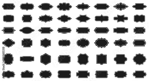 a comprehensive set of blank vintage labels and ornate decorative frames ideal for graphic design and retro branding templates.