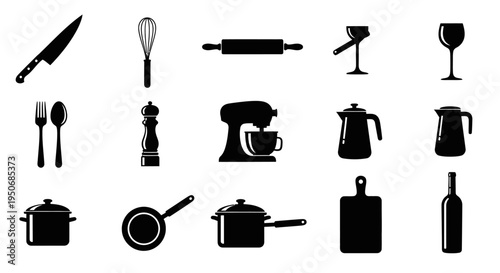 a diverse collection of essential kitchen utensils and cooking tools perfect for home chefs and culinary content