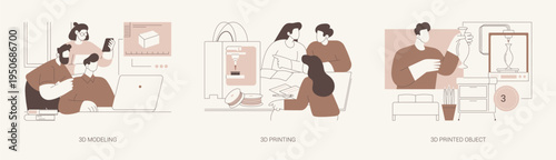 3D printing workshop isolated cartoon vector illustrations se