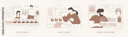 Urban gardening isolated cartoon vector illustrations se