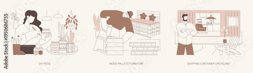 Upcycling hobby isolated cartoon vector illustrations se