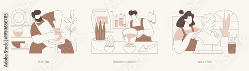 Making crafts isolated cartoon vector illustrations se