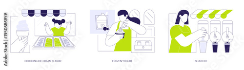 Ice Cream shop isolated cartoon vector illustrations se