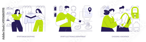 Sports equipment store isolated cartoon vector illustrations se