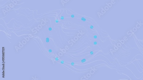 Blue Background with Moving Turquoise Dots Forming Circle.