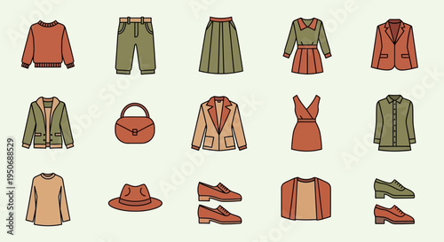 Fashion clothing and accessories on display.