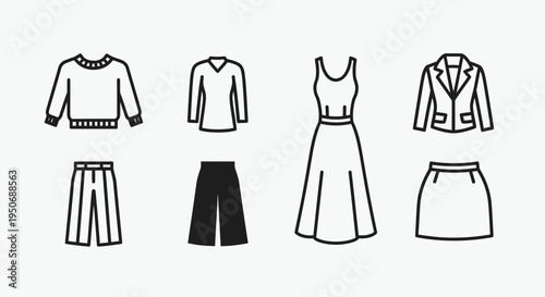 Fashion clothing and accessories on display.